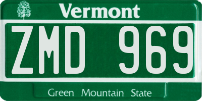 VT license plate ZMD969