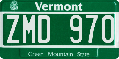 VT license plate ZMD970