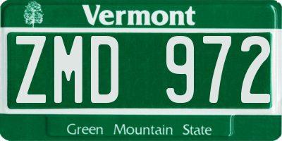 VT license plate ZMD972