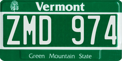 VT license plate ZMD974
