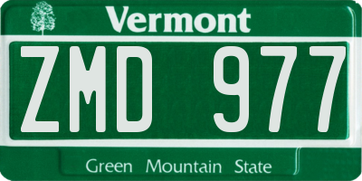 VT license plate ZMD977
