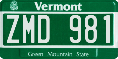VT license plate ZMD981