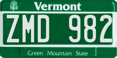 VT license plate ZMD982