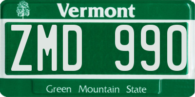 VT license plate ZMD990