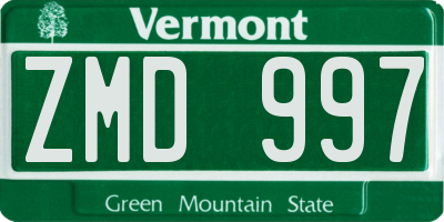 VT license plate ZMD997
