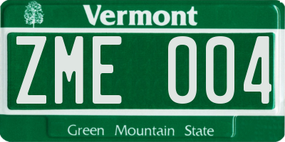 VT license plate ZME004