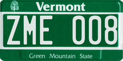 VT license plate ZME008