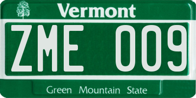 VT license plate ZME009