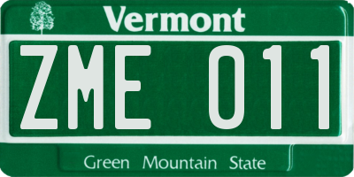 VT license plate ZME011