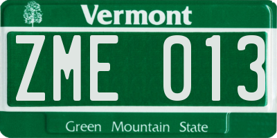 VT license plate ZME013