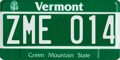 VT license plate ZME014