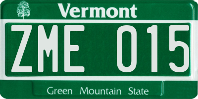 VT license plate ZME015