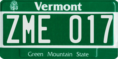 VT license plate ZME017