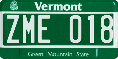 VT license plate ZME018