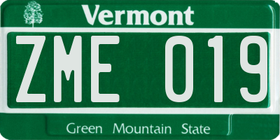 VT license plate ZME019