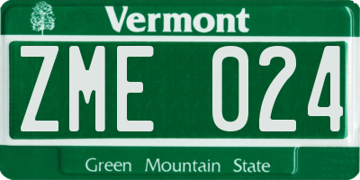 VT license plate ZME024