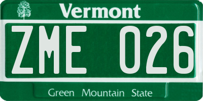 VT license plate ZME026