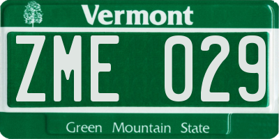 VT license plate ZME029