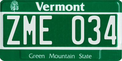 VT license plate ZME034