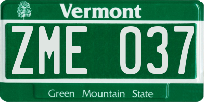 VT license plate ZME037