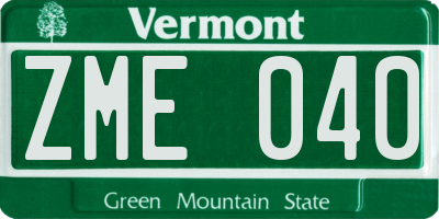 VT license plate ZME040