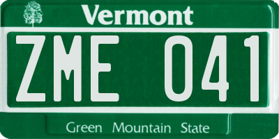 VT license plate ZME041