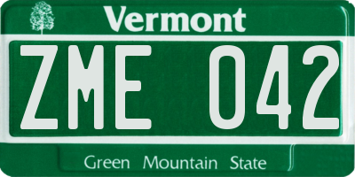 VT license plate ZME042