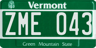 VT license plate ZME043