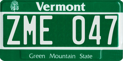 VT license plate ZME047