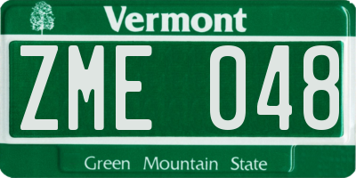 VT license plate ZME048