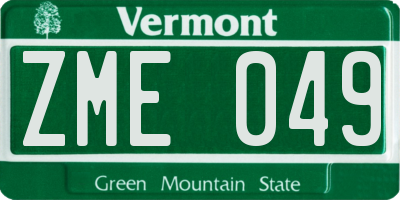 VT license plate ZME049