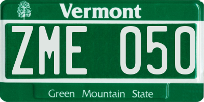 VT license plate ZME050
