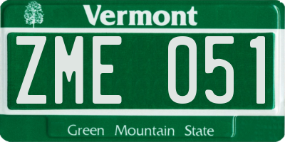 VT license plate ZME051