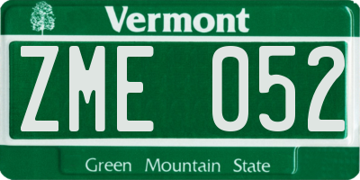 VT license plate ZME052