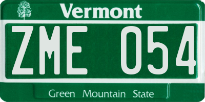 VT license plate ZME054