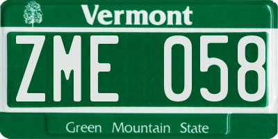 VT license plate ZME058