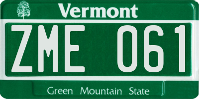 VT license plate ZME061