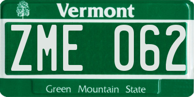 VT license plate ZME062
