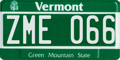 VT license plate ZME066