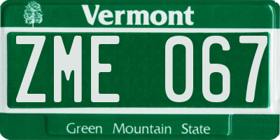 VT license plate ZME067