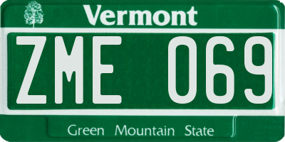 VT license plate ZME069