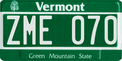 VT license plate ZME070