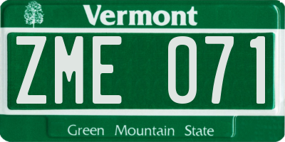 VT license plate ZME071