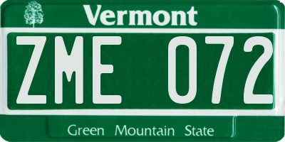 VT license plate ZME072