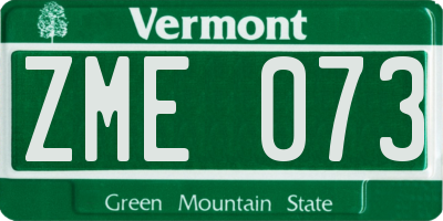 VT license plate ZME073
