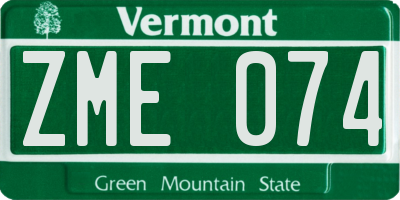VT license plate ZME074