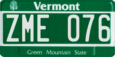 VT license plate ZME076