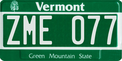 VT license plate ZME077
