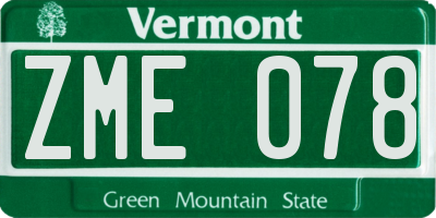 VT license plate ZME078