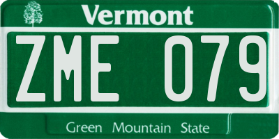 VT license plate ZME079